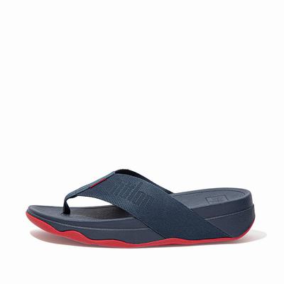 Fitflop Surfa Woven-Logo Toe-Post - Sandalen Damen - Navy (JEF629387)